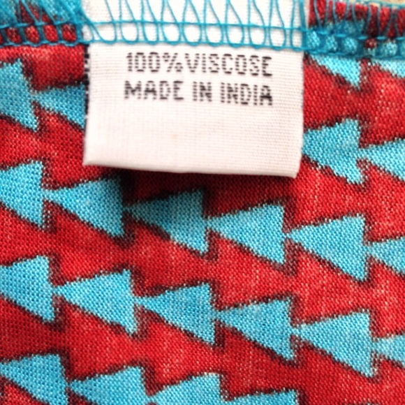 Aztec Print Dress Blue Red White Black Bell Sleeves Small S NWT - Picture 5 of 6